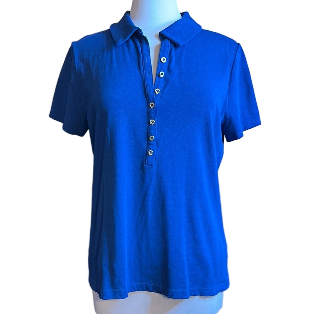 Lilly Pulitzer Reema Short Sleeved Top Aegean Navy - Size XL - EUC